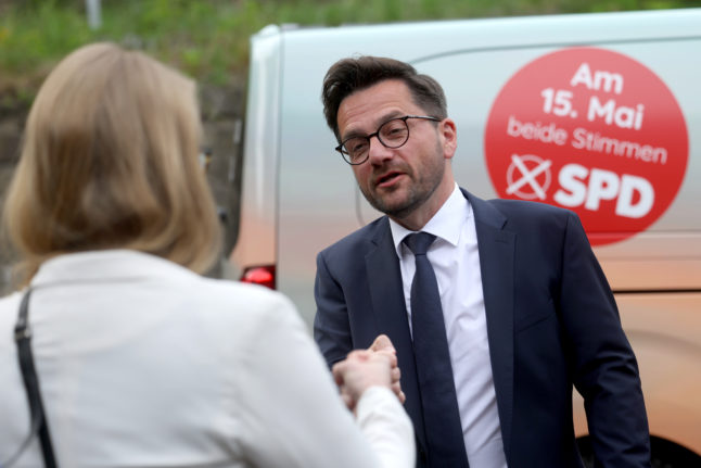 Thomas Kutschaty, the Social Democrat's top candidate and leader of the North Rhine-Westphalia SPD, in Solingen for a TV event earlier this month.