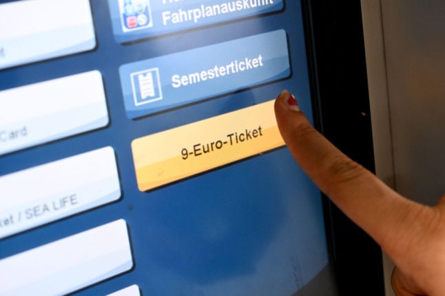 The €9 ticket option on a ticket machine in Munich. 