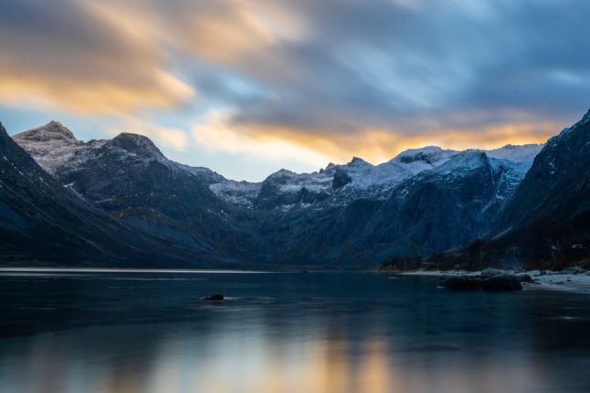 A lake and mountain in Norway.