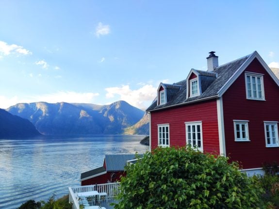 Pictured is a home in Aurlandsfjord in Norway.