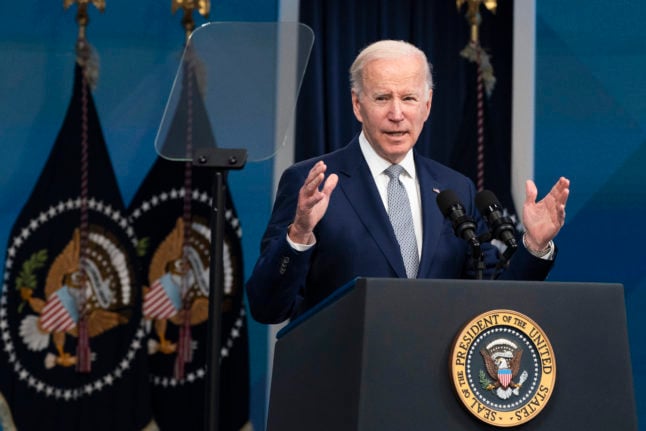 President Joe Biden at the South Court Auditorium on the White House complex in Washington, Tuesday, May 10, 2022.