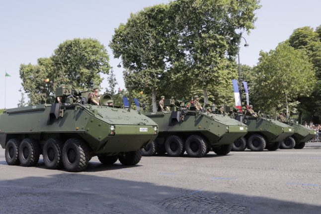 An illustration photo showing Piranha armoured vehicles in France