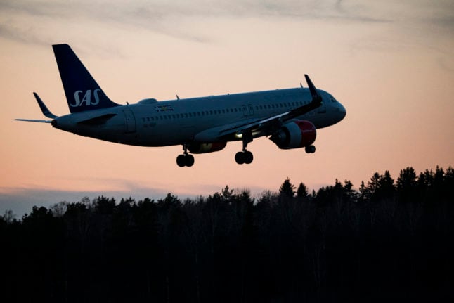 A file photo of a SAS aircraft approaching Stockholm's Arlanda Airport