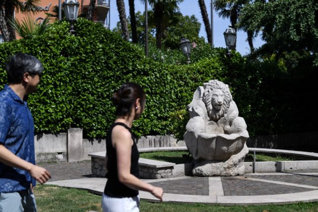 Shut public fountain in Baveno, Milan