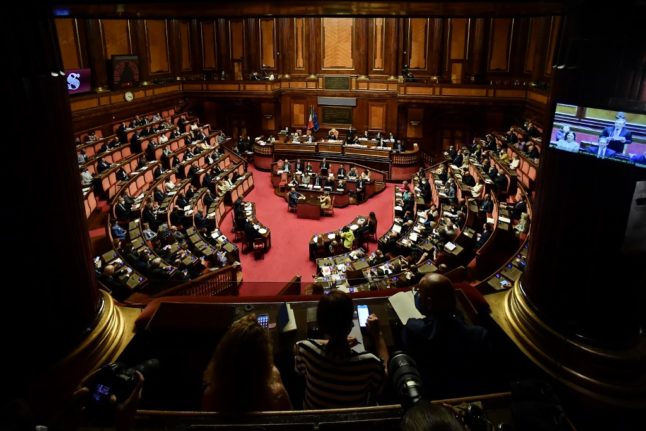 Italy's Prime Minister, Mario Draghi addressing the Senate on June 21st, 2022.