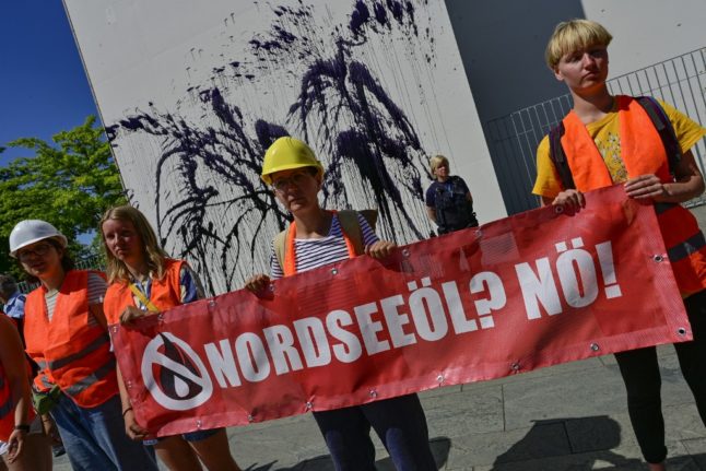 German climate protestors are against further exploration for North Sea oil.