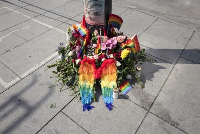 Pictured is a makeshift memorial in Oslo Norway.
