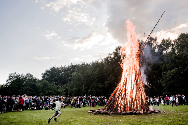 A Sankt Hans bonfire in Odense