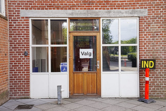 A polling station in the town of Randers