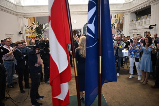 A press conference at Christiansborg after a referendum shows Danes favour joining EU defence operations on 1st June 2022.