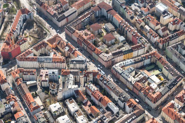 An aerial view of flats in Munich.