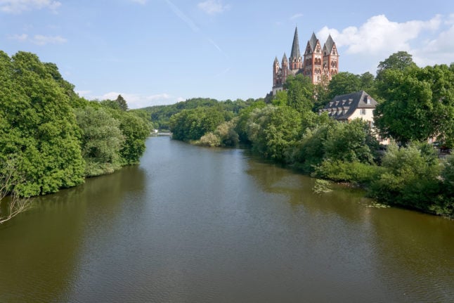 A view of the Lahn river and the cathedral in Limburg.