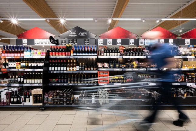 A shopper zooms around a supermarket in Kaarst, North Rhine-Westphalia.