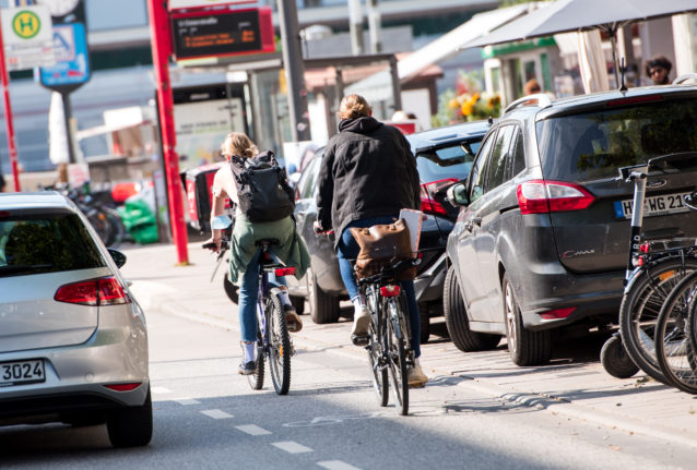 Cyclists in Hamburg.