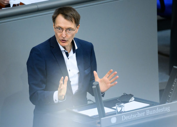 Health Minister Karl Lauterbach speaks on the Bundestag on Thursday. 