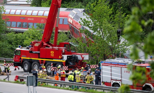 Emergency services at the scene of the derailment. 