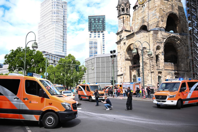 The area around the Gedächtniskirche (memorial church) in Berlin was closed off after the crash.