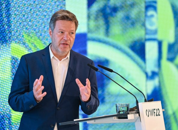 German Economy and Climate Minister Robert Habeck speaks at a conference in Brandenburg on June 13th.