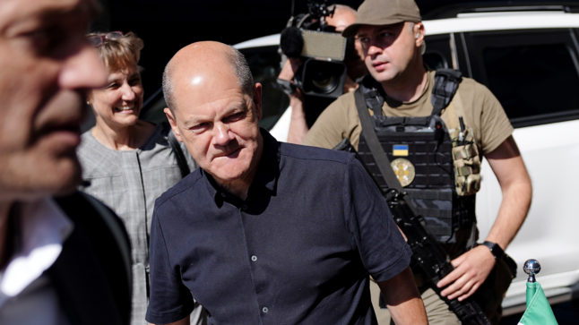 German Chancellor Olaf Scholz arrives in Kyiv on Thursday June 16th.
