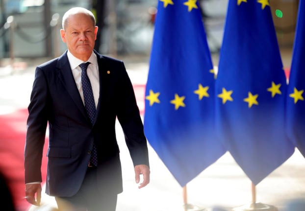 German Chancellor Olaf Scholz arrives at the EU summit in Brussels on June 23rd.