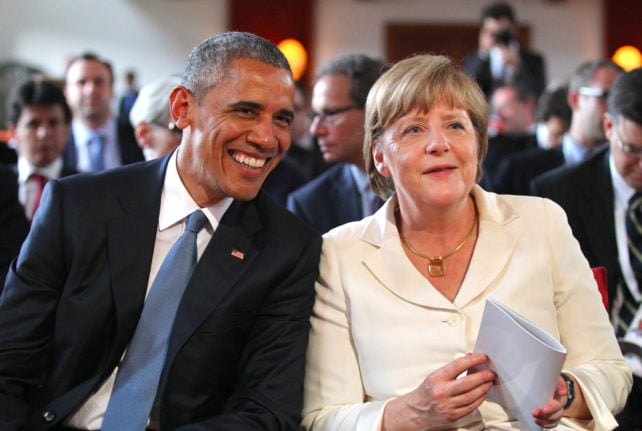 Former US President Barack Obama and ex-German Chancellor Angela Merkel sit during a concert visit in Elmau (Bavaria) in June 2015 as part of the G7 summit.