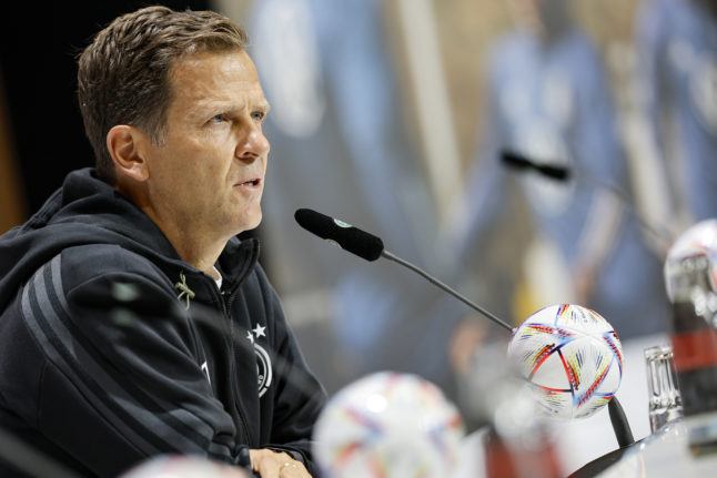 German football official Oliver Bierhoff at a press conference on 9th June 2022.
