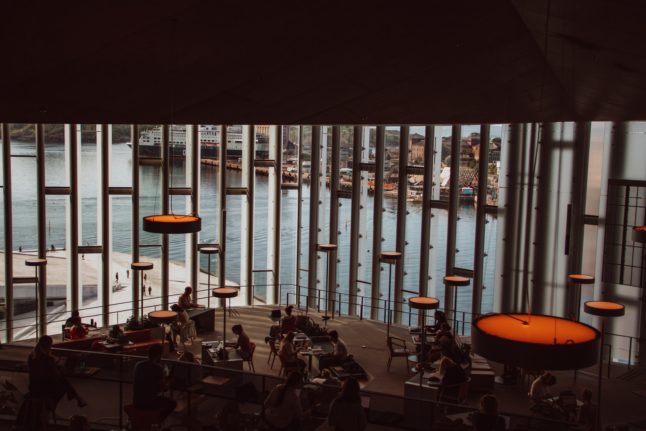 Pictured is the interior of the Deichman library.