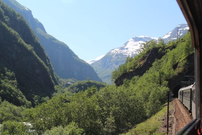 Pictured is a view from the Flåm line.