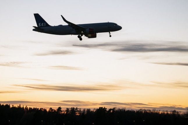An SAS plane approaches Arlanda airport