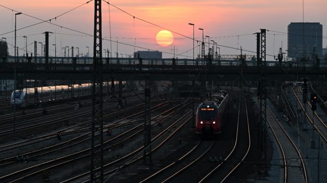A regional train at dusk in Munich