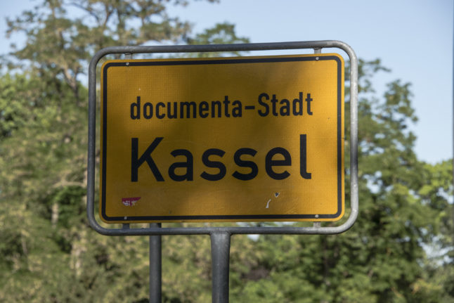 Traffic sign for documenta city Kassel in Germany