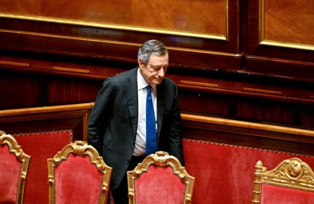 Italy's outgoing Prime Minister Mario Draghi after addressing the Senate on July 20th in a last attempt to resolve the government crisis.