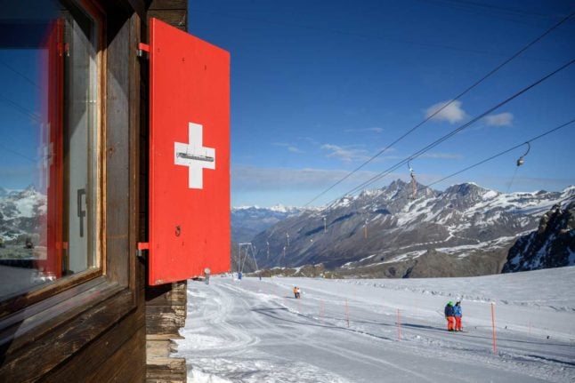 The Rifugio Guide del Cervino refuge at Testa Grigia peak between Zermatt Switzerland and Breuil-Cervinia, Italy has become the site of a potential border dispute. Climate change is shifting the Swiss and Italian border. Photo: FABRICE COFFRINI / AFP