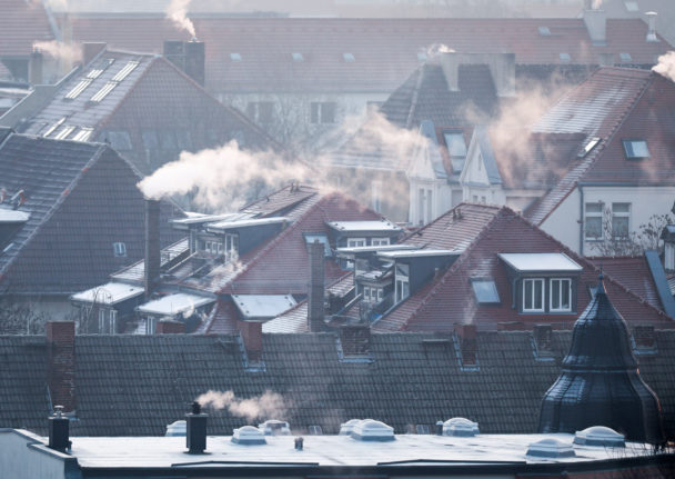 Houses in Leipzig in winter