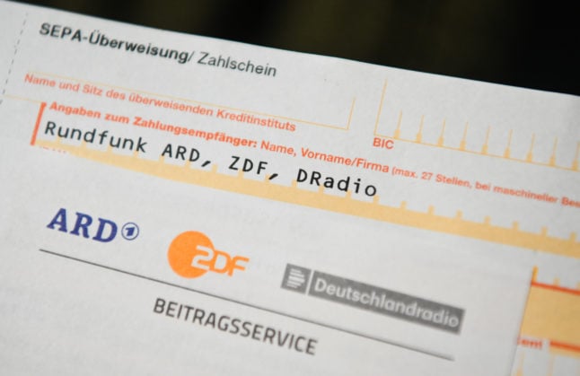 A remittance slip for German broadcasting fees