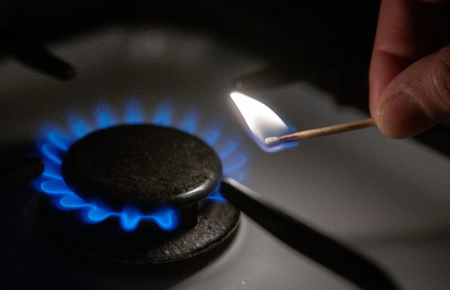 A gas flame on a stove.