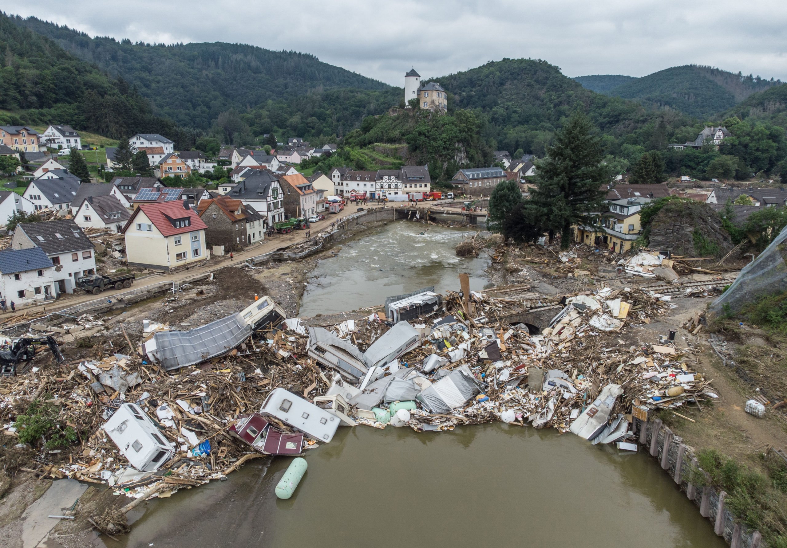 A view of the destruction caused by floods in Ahr in Altenahr-Kreuzberg on July 19th 2021.