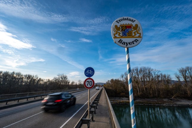 Cars enter Bavaria on the motorway