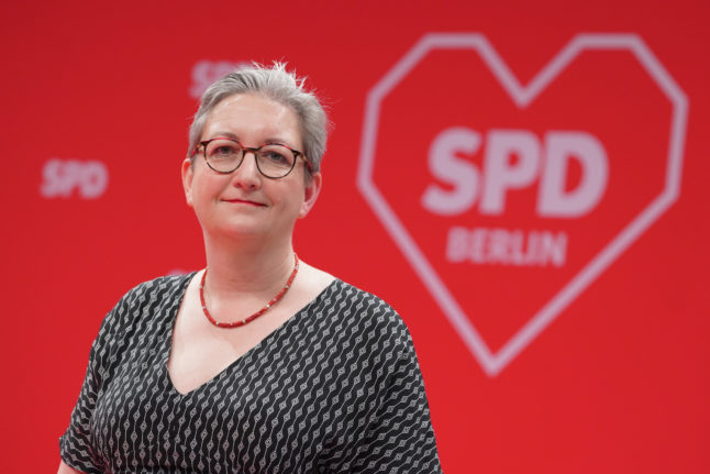 Housing Minister Klara Geywitz (SPD) at an SPD event