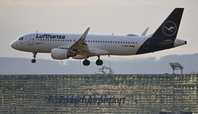 A Lufthansa plane over at Frankfurt airport.