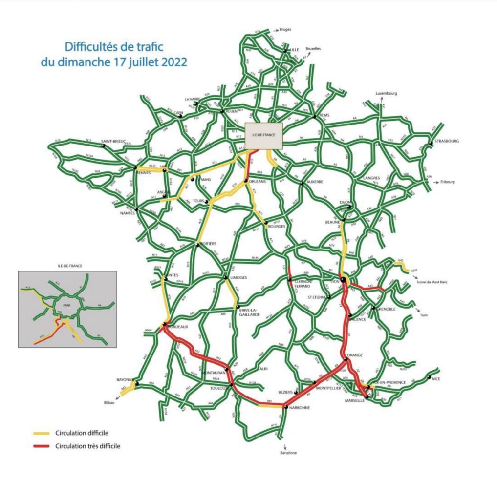 Where roads will be most congested for Bastille Day weekend in France