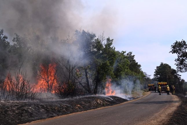 Firefighters at work in southern France to contain a wildfire.