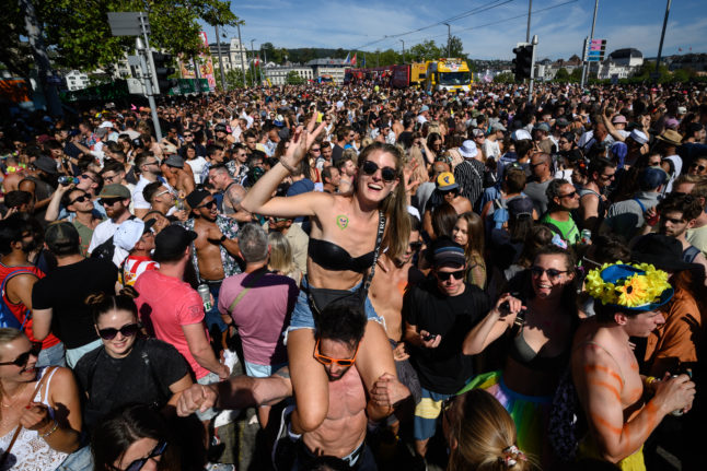 revellers at street parade zurich