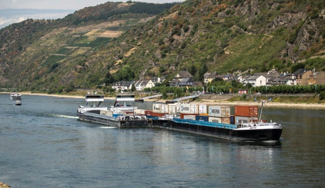Damaged cargo ship Rhine