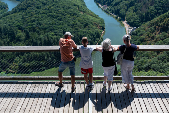 Tourists check out the view in Saarland.