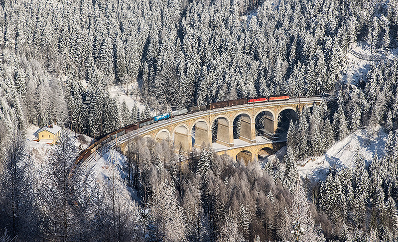 Semmering rail line in winter