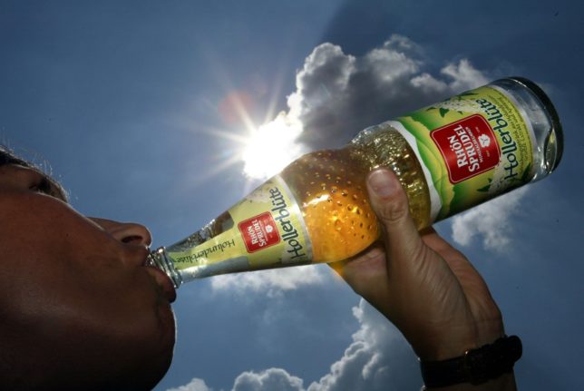 A man drinks the mineral water creation 