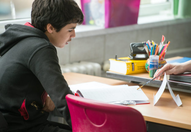 Refugee learning German in Brandenburg