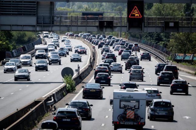 Vehicles on the A7 highway in Central Eastern France