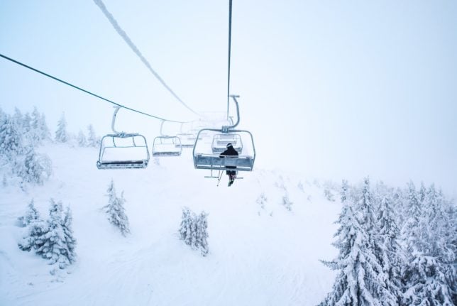 Pictured is a ski lift in the Hafjell ski resort.